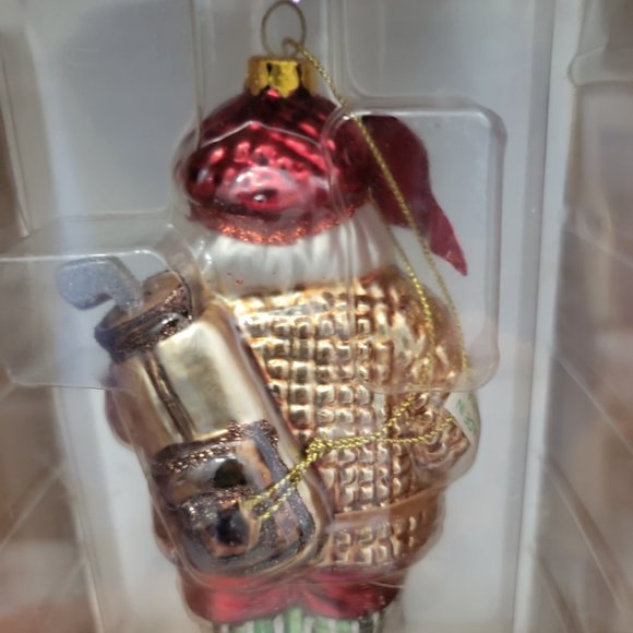 Christmas Holiday 18 Hole Golfer Santa Claus Glass Ornament Metallic Decor 5" - Picture 5 of 9